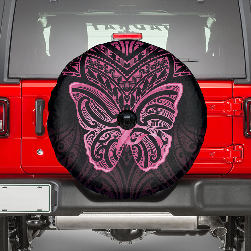New Zealand Breast Cancer Support Spare Tire Cover Maori Butterfly Pink Ribbon Black Version