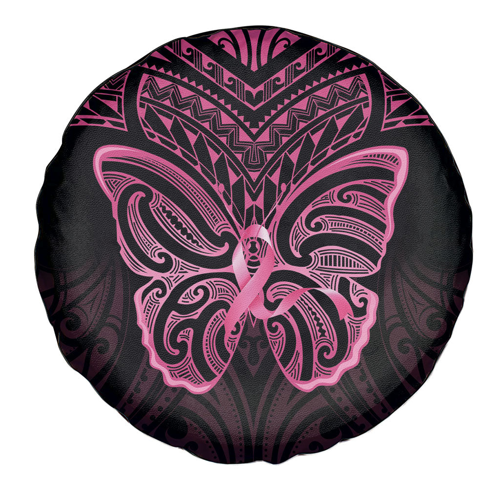 New Zealand Breast Cancer Support Spare Tire Cover Maori Butterfly Pink Ribbon Black Version