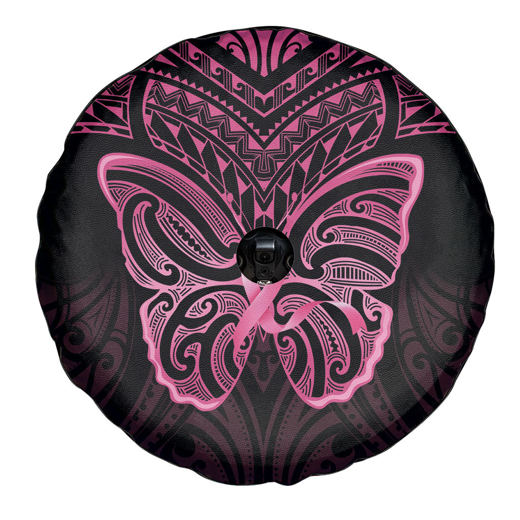 New Zealand Breast Cancer Support Spare Tire Cover Maori Butterfly Pink Ribbon Black Version