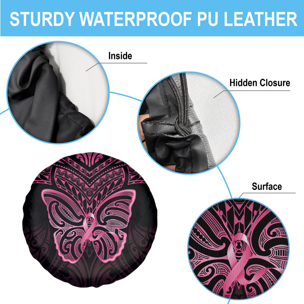 New Zealand Breast Cancer Support Spare Tire Cover Maori Butterfly Pink Ribbon Black Version