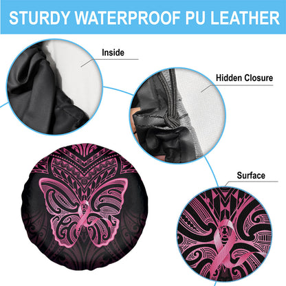 New Zealand Breast Cancer Support Spare Tire Cover Maori Butterfly Pink Ribbon Black Version