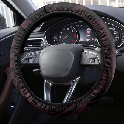 New Zealand Breast Cancer Support Steering Wheel Cover Maori Butterfly Pink Ribbon Black Version