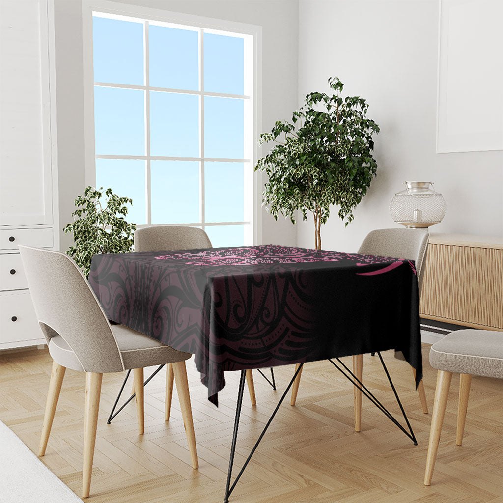 New Zealand Breast Cancer Support Tablecloth Maori Butterfly Pink Ribbon Black Version