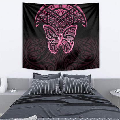 New Zealand Breast Cancer Support Tapestry Maori Butterfly Pink Ribbon Black Version