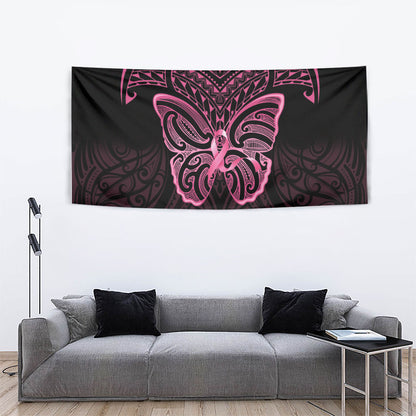 New Zealand Breast Cancer Support Tapestry Maori Butterfly Pink Ribbon Black Version