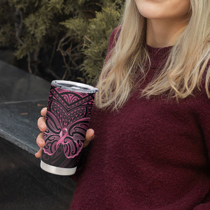 New Zealand Breast Cancer Support Tumbler Cup Maori Butterfly Pink Ribbon Black Version