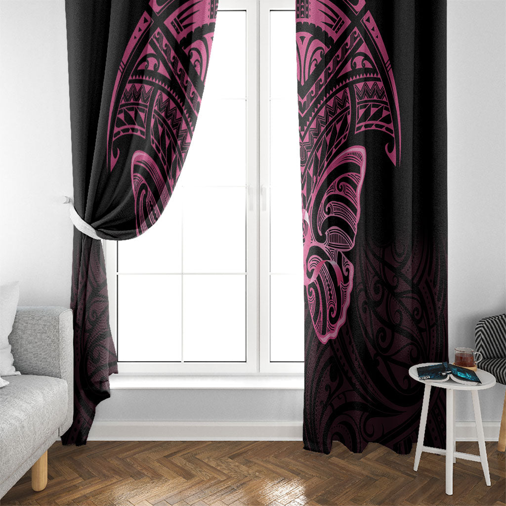 New Zealand Breast Cancer Support Window Curtain Maori Butterfly Pink Ribbon Black Version