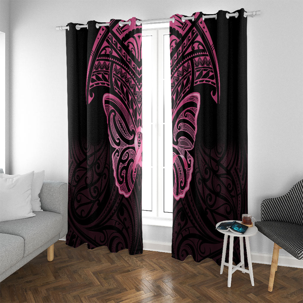 New Zealand Breast Cancer Support Window Curtain Maori Butterfly Pink Ribbon Black Version