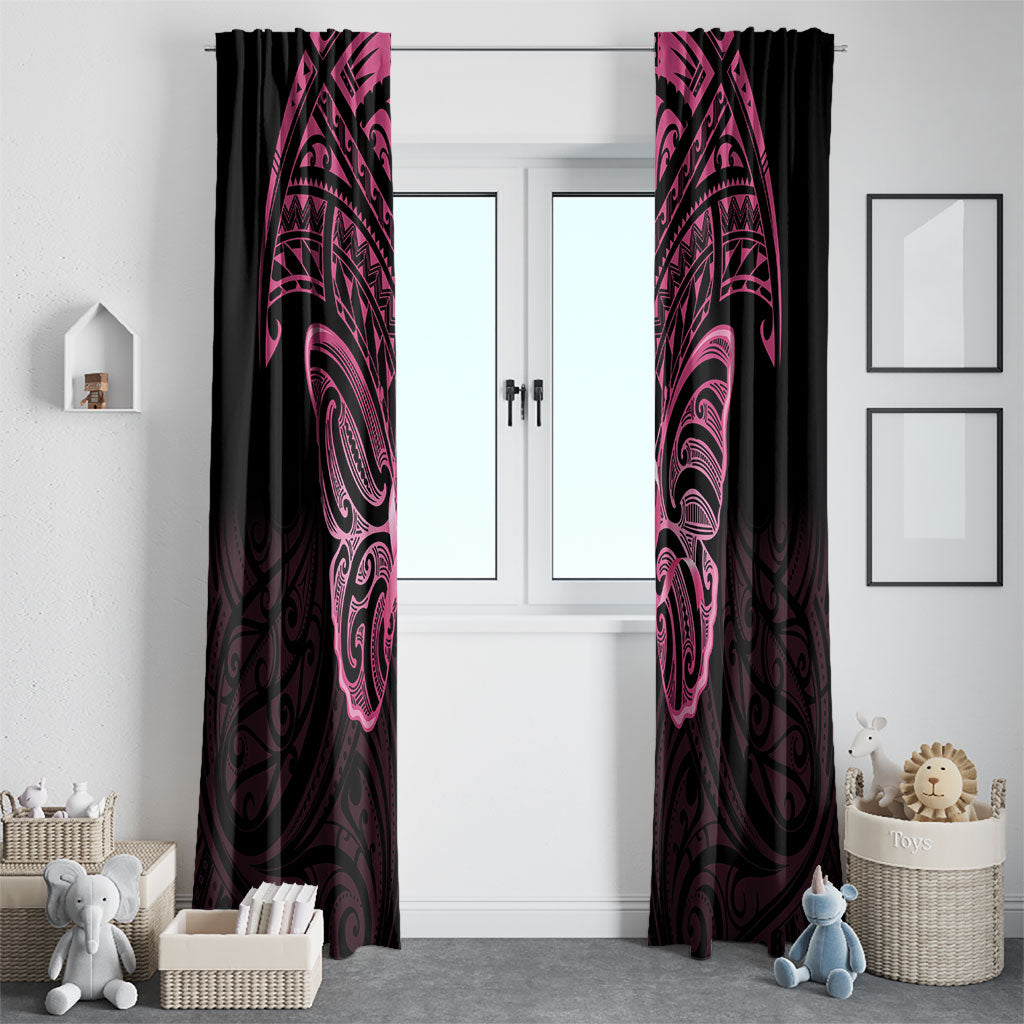 New Zealand Breast Cancer Support Window Curtain Maori Butterfly Pink Ribbon Black Version