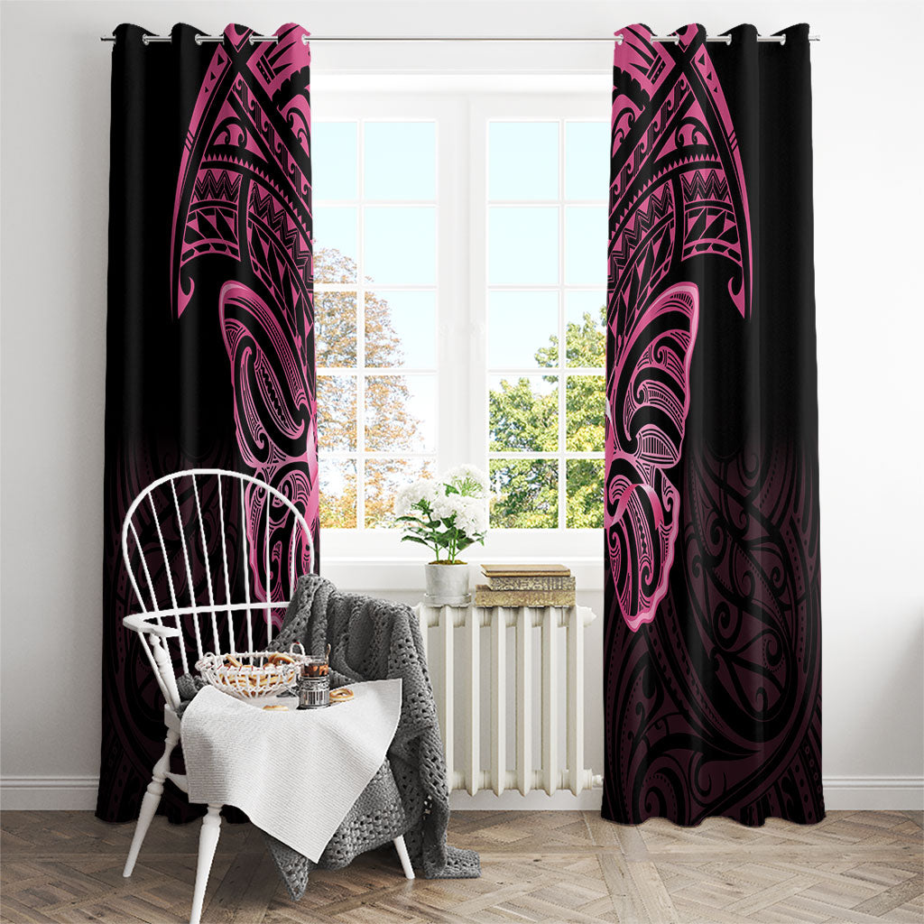 New Zealand Breast Cancer Support Window Curtain Maori Butterfly Pink Ribbon Black Version