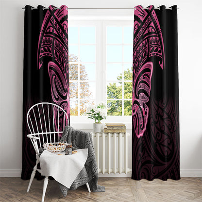 New Zealand Breast Cancer Support Window Curtain Maori Butterfly Pink Ribbon Black Version
