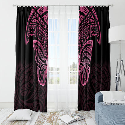 New Zealand Breast Cancer Support Window Curtain Maori Butterfly Pink Ribbon Black Version