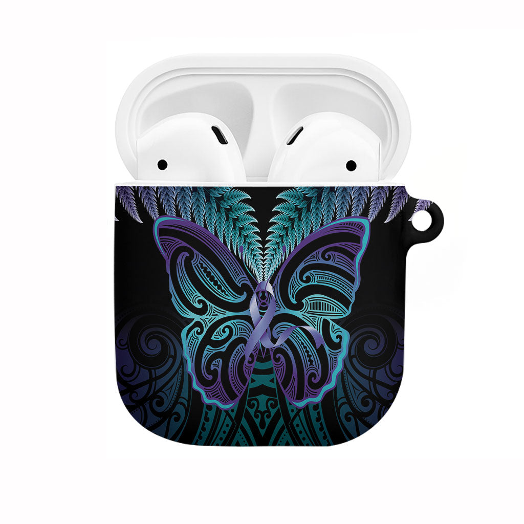 Suicide Prevention New Zealand AirPods Case Aotearoa Maori Butterfly Mix Silver Fern