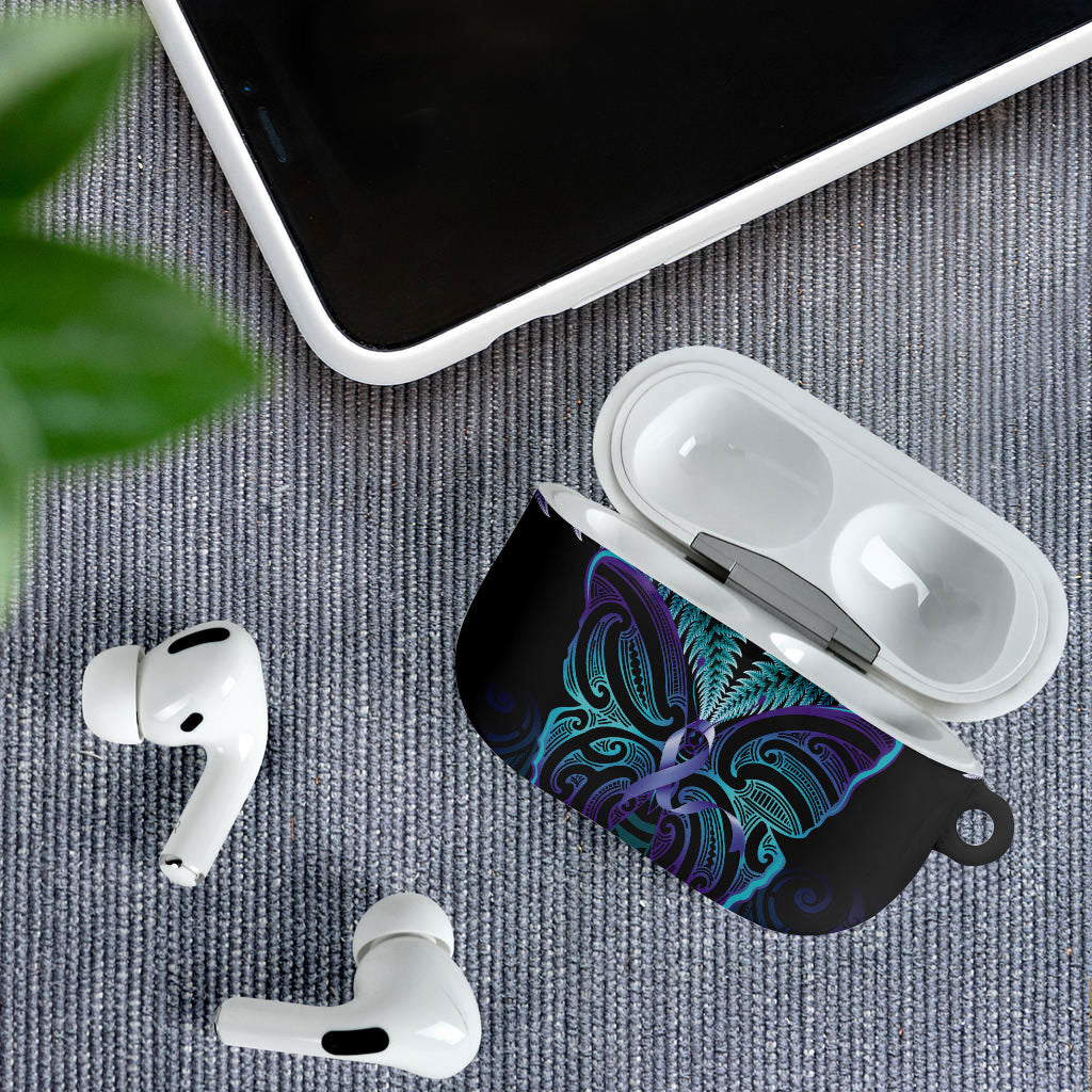Suicide Prevention New Zealand AirPods Case Aotearoa Maori Butterfly Mix Silver Fern