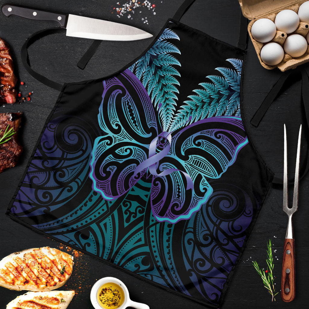 Suicide Prevention New Zealand Apron Aotearoa Maori Butterfly Mix Silver Fern