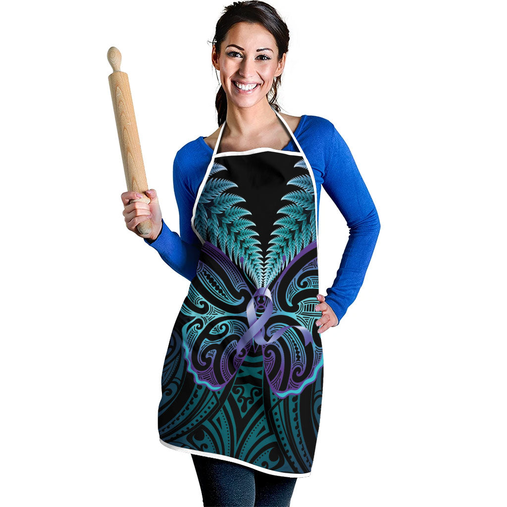 Suicide Prevention New Zealand Apron Aotearoa Maori Butterfly Mix Silver Fern