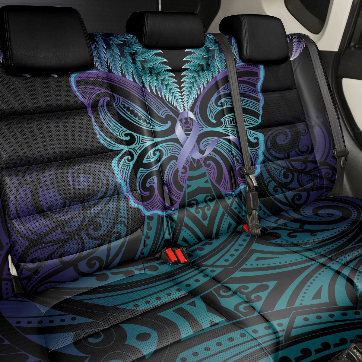 Suicide Prevention New Zealand Back Car Seat Cover Aotearoa Maori Butterfly Mix Silver Fern