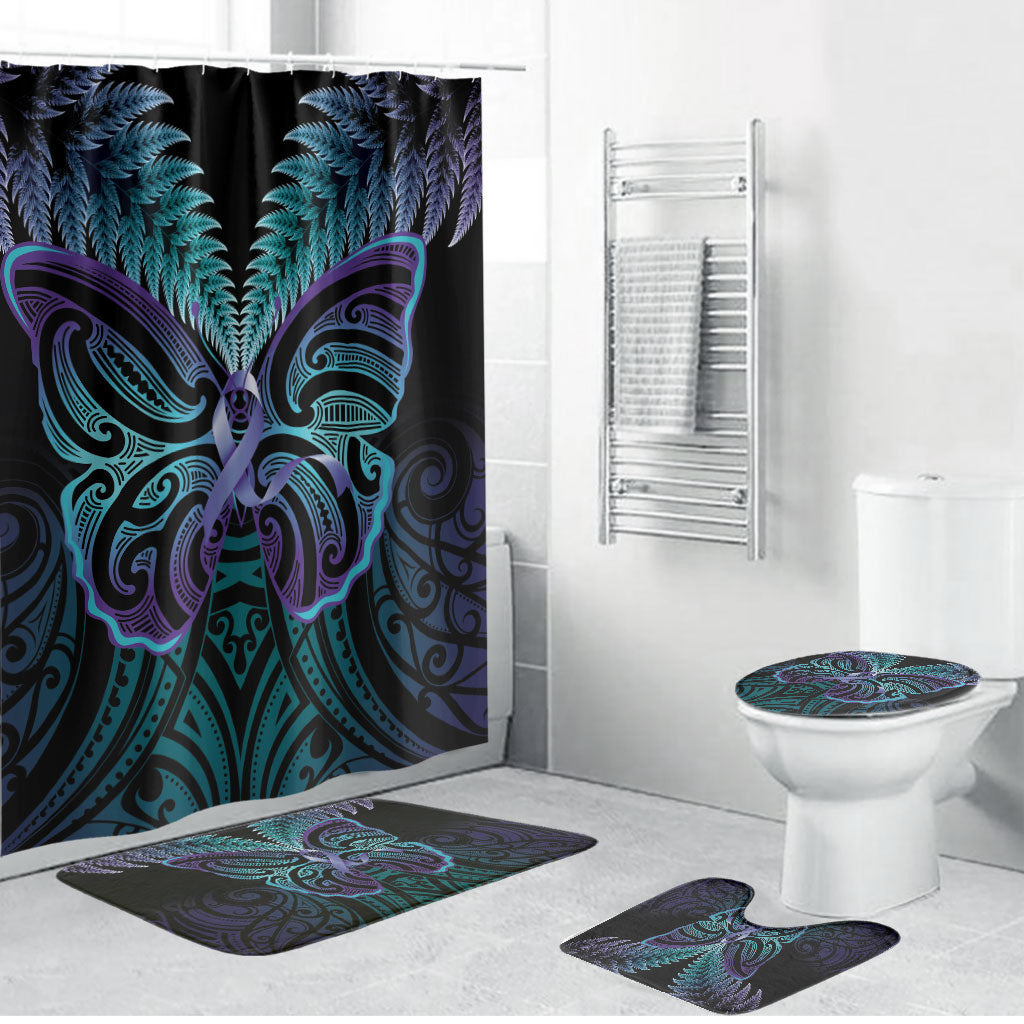 Suicide Prevention New Zealand Bathroom Set Aotearoa Maori Butterfly Mix Silver Fern