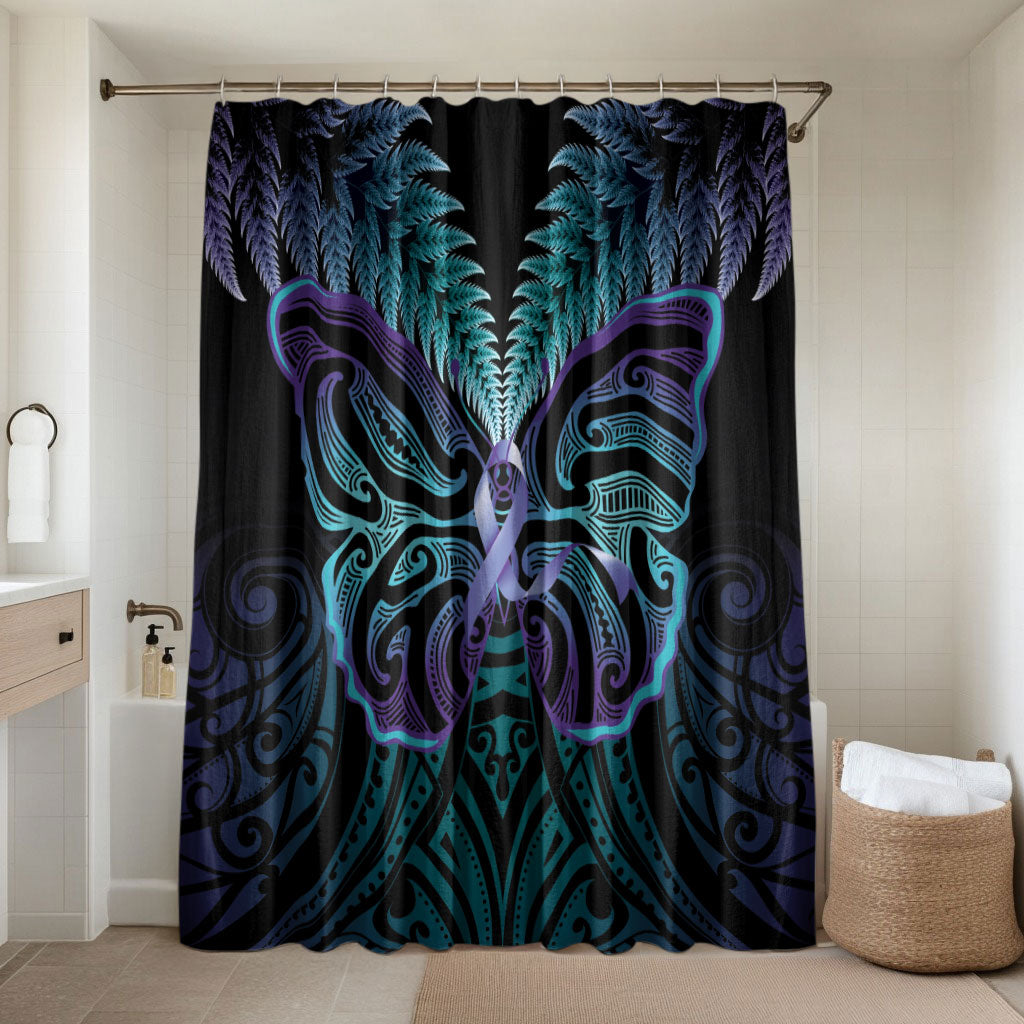 Suicide Prevention New Zealand Bathroom Set Aotearoa Maori Butterfly Mix Silver Fern