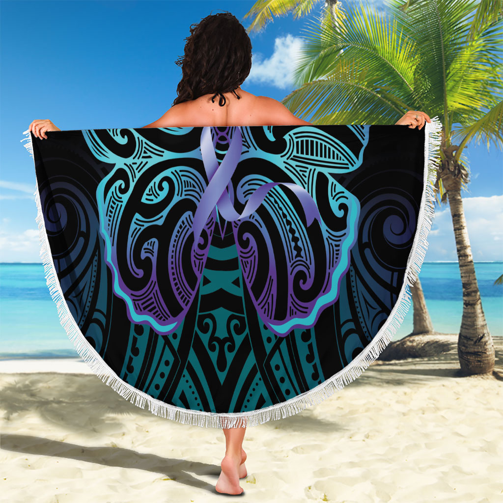 Suicide Prevention New Zealand Beach Blanket Aotearoa Maori Butterfly Mix Silver Fern