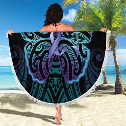 Suicide Prevention New Zealand Beach Blanket Aotearoa Maori Butterfly Mix Silver Fern