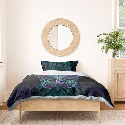 Suicide Prevention New Zealand Bedding Set Aotearoa Maori Butterfly Mix Silver Fern