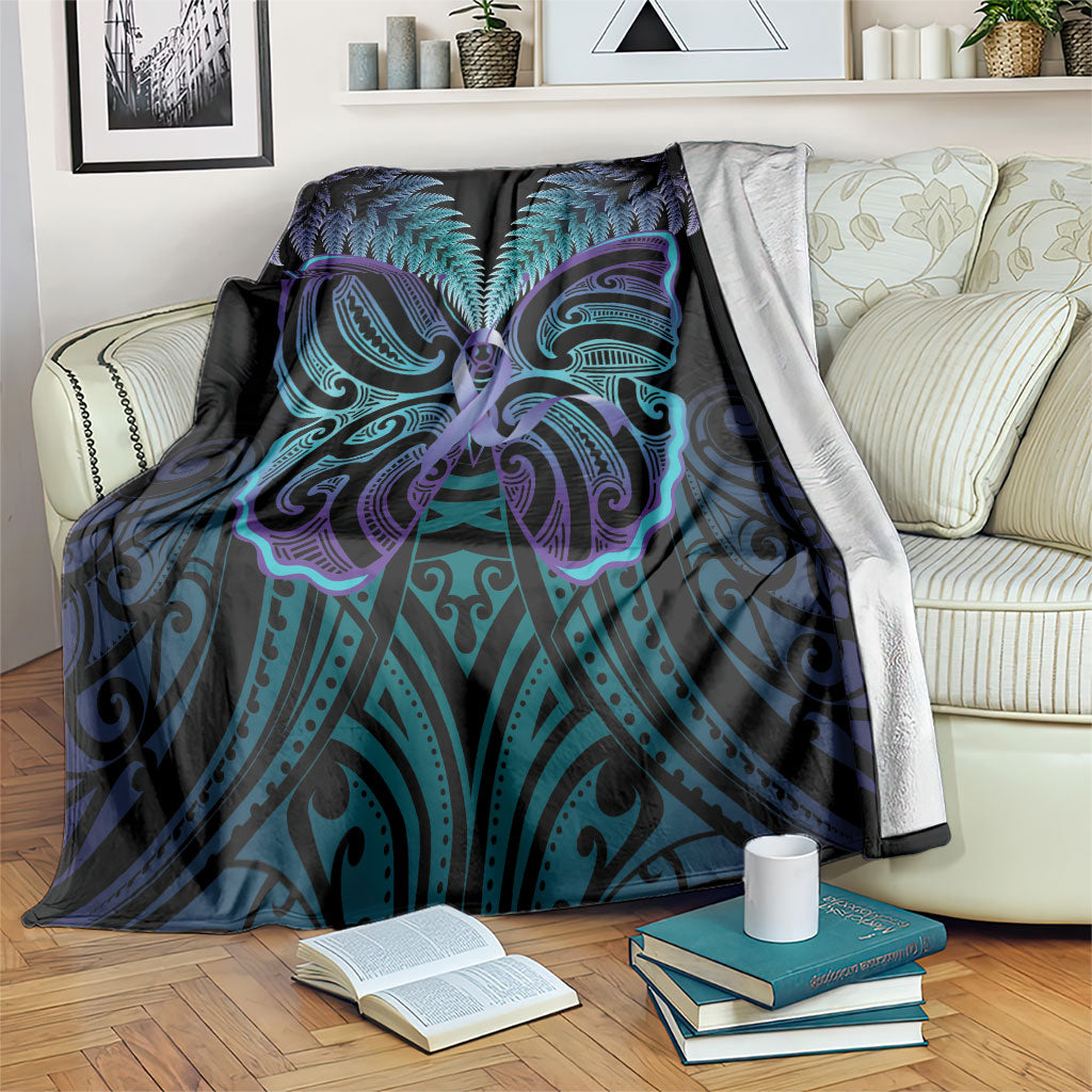 Suicide Prevention New Zealand Blanket Aotearoa Maori Butterfly Mix Silver Fern