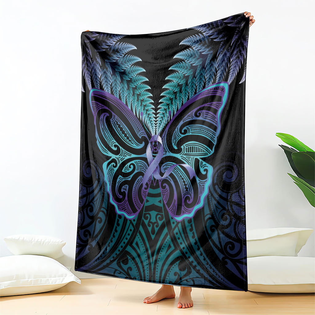 Suicide Prevention New Zealand Blanket Aotearoa Maori Butterfly Mix Silver Fern