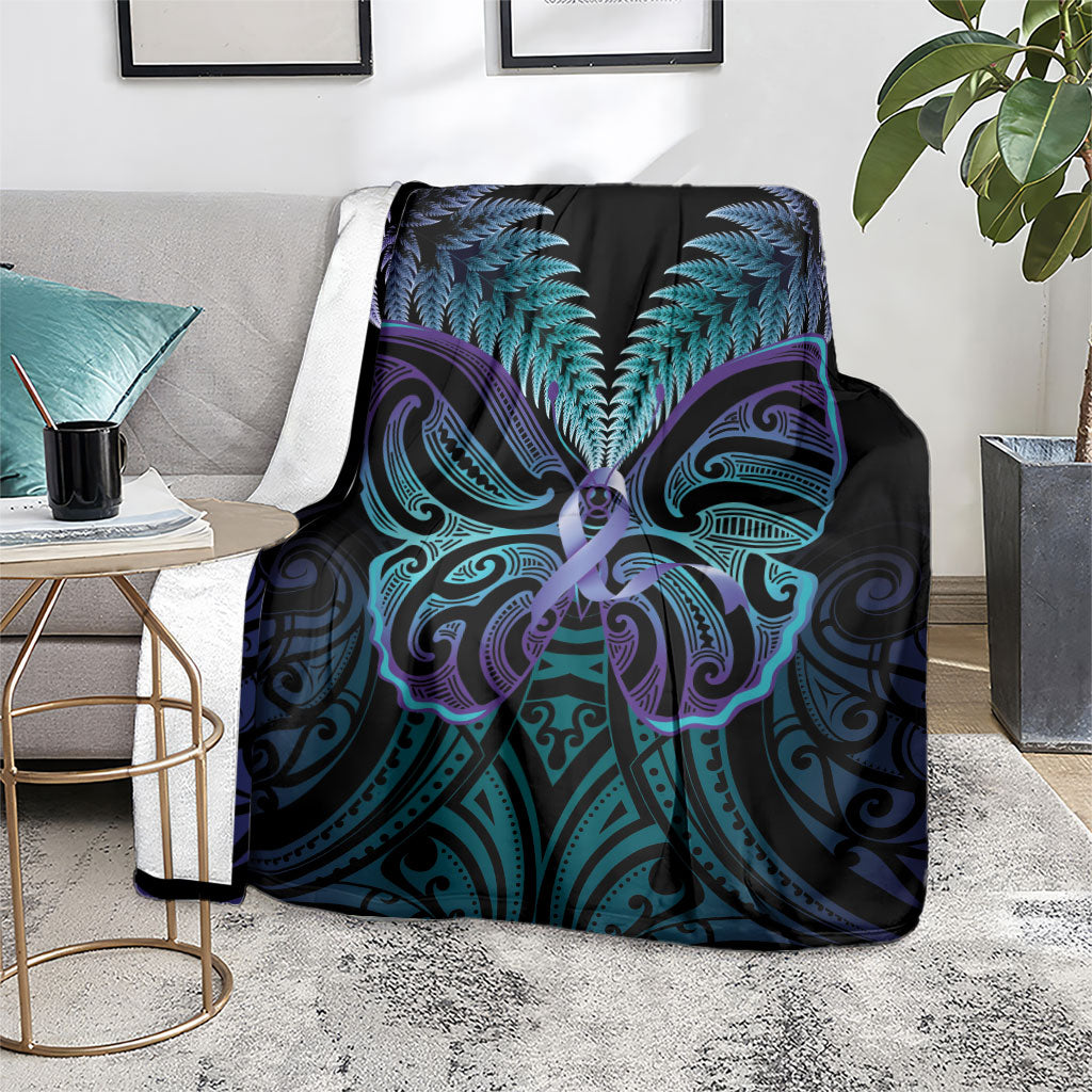 Suicide Prevention New Zealand Blanket Aotearoa Maori Butterfly Mix Silver Fern