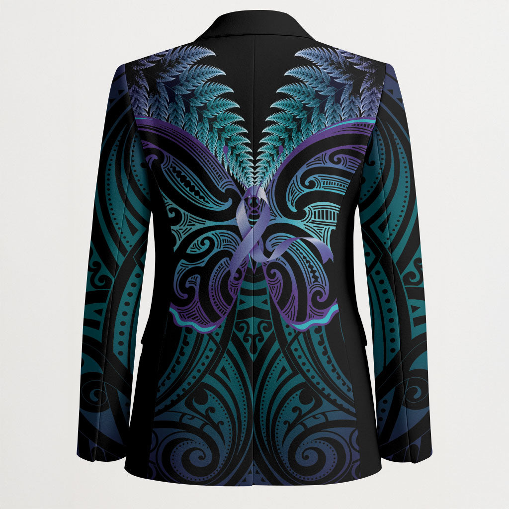 Suicide Prevention New Zealand Blazer Aotearoa Maori Butterfly Mix Silver Fern