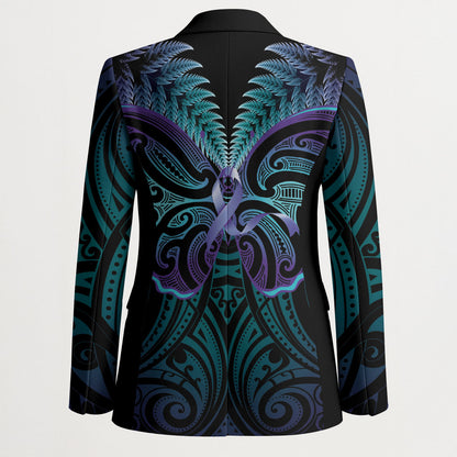 Suicide Prevention New Zealand Blazer Aotearoa Maori Butterfly Mix Silver Fern