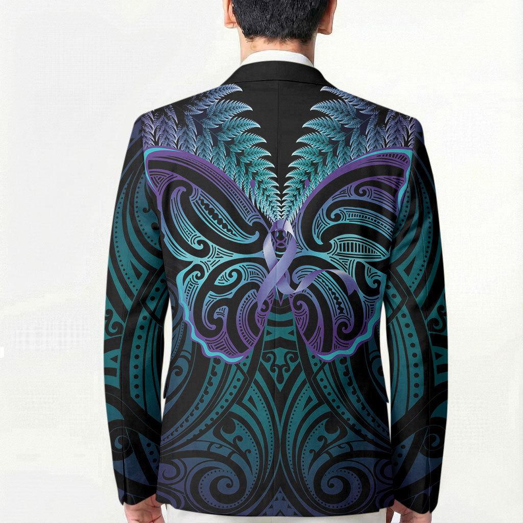 Suicide Prevention New Zealand Blazer Aotearoa Maori Butterfly Mix Silver Fern