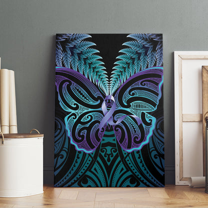 Suicide Prevention New Zealand Canvas Wall Art Aotearoa Maori Butterfly Mix Silver Fern