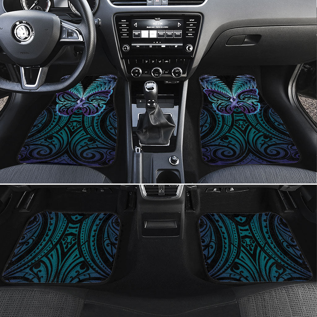 Suicide Prevention New Zealand Car Mats Aotearoa Maori Butterfly Mix Silver Fern