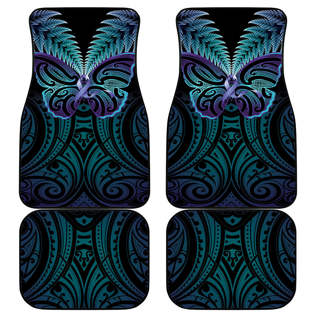 Suicide Prevention New Zealand Car Mats Aotearoa Maori Butterfly Mix Silver Fern
