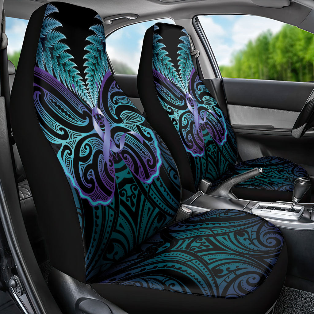 Suicide Prevention New Zealand Car Seat Cover Aotearoa Maori Butterfly Mix Silver Fern