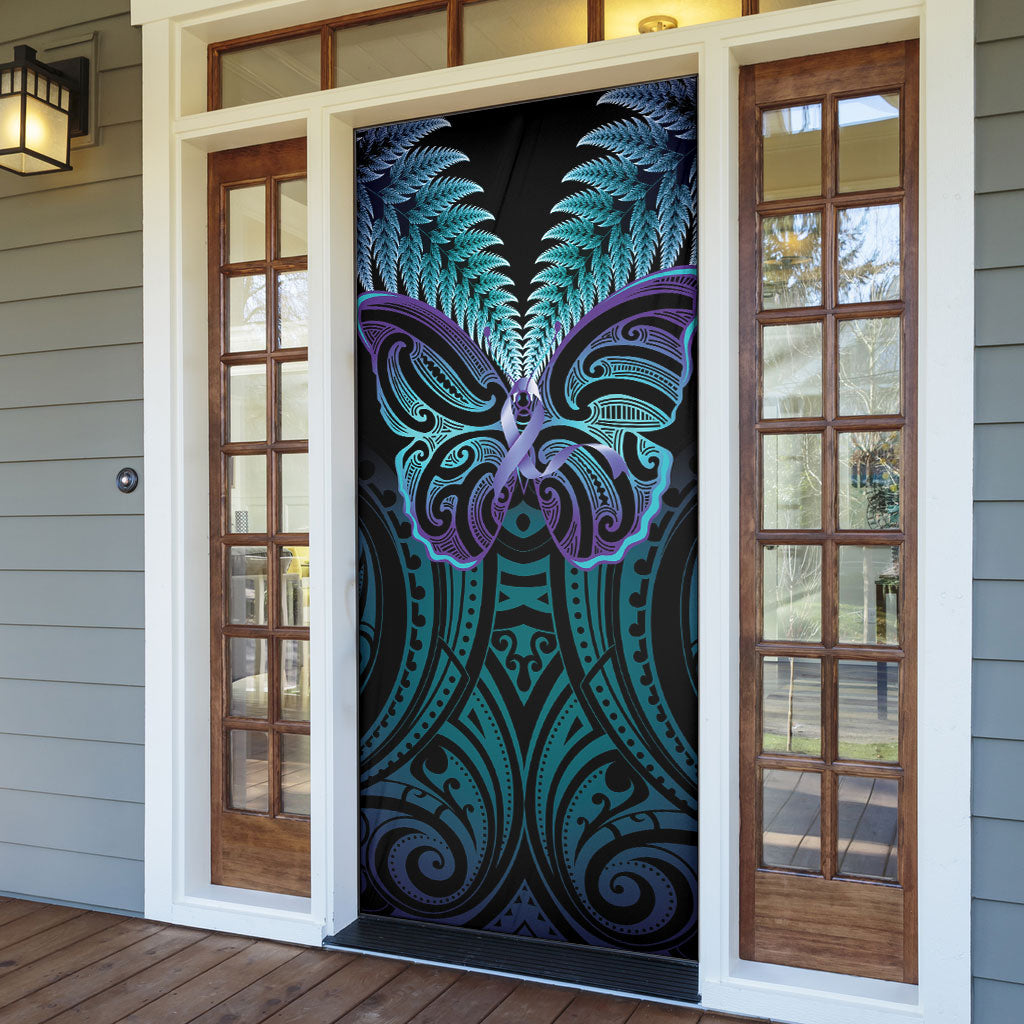 Suicide Prevention New Zealand Door Cover Aotearoa Maori Butterfly Mix Silver Fern