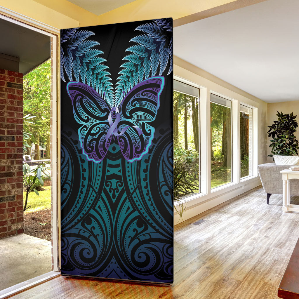 Suicide Prevention New Zealand Door Cover Aotearoa Maori Butterfly Mix Silver Fern