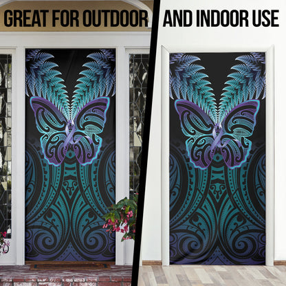 Suicide Prevention New Zealand Door Cover Aotearoa Maori Butterfly Mix Silver Fern