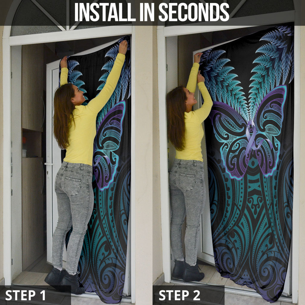 Suicide Prevention New Zealand Door Cover Aotearoa Maori Butterfly Mix Silver Fern