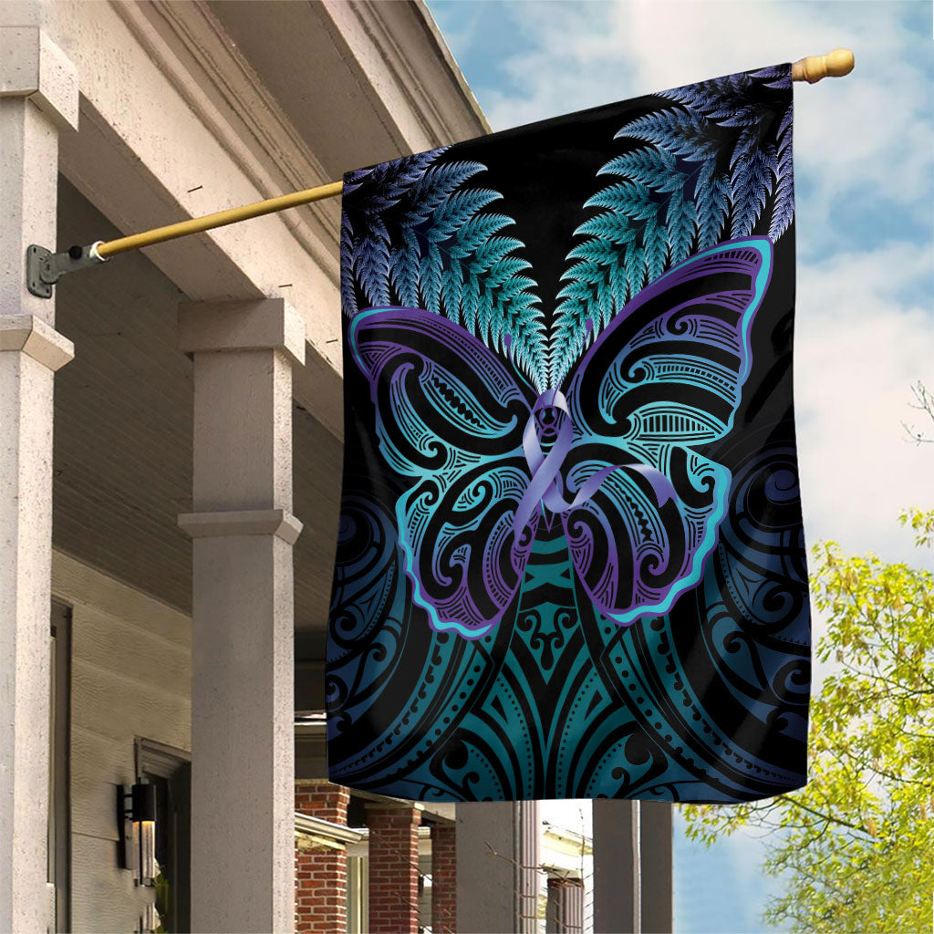 Suicide Prevention New Zealand Garden Flag Aotearoa Maori Butterfly Mix Silver Fern