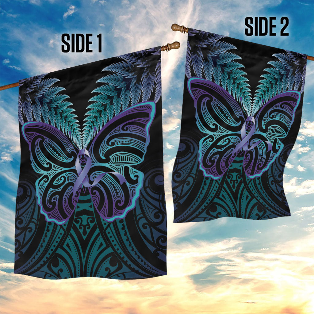 Suicide Prevention New Zealand Garden Flag Aotearoa Maori Butterfly Mix Silver Fern
