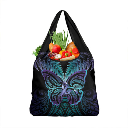 Suicide Prevention New Zealand Grocery Bag Aotearoa Maori Butterfly Mix Silver Fern