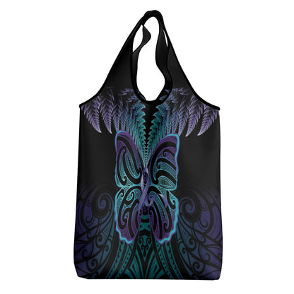 Suicide Prevention New Zealand Grocery Bag Aotearoa Maori Butterfly Mix Silver Fern