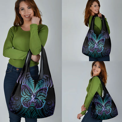Suicide Prevention New Zealand Grocery Bag Aotearoa Maori Butterfly Mix Silver Fern