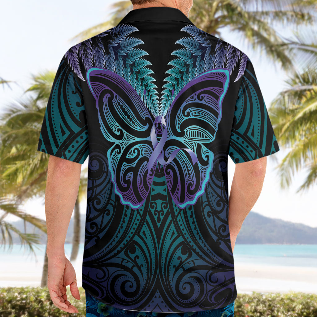 Suicide Prevention New Zealand Hawaiian Shirt Aotearoa Maori Butterfly Mix Silver Fern