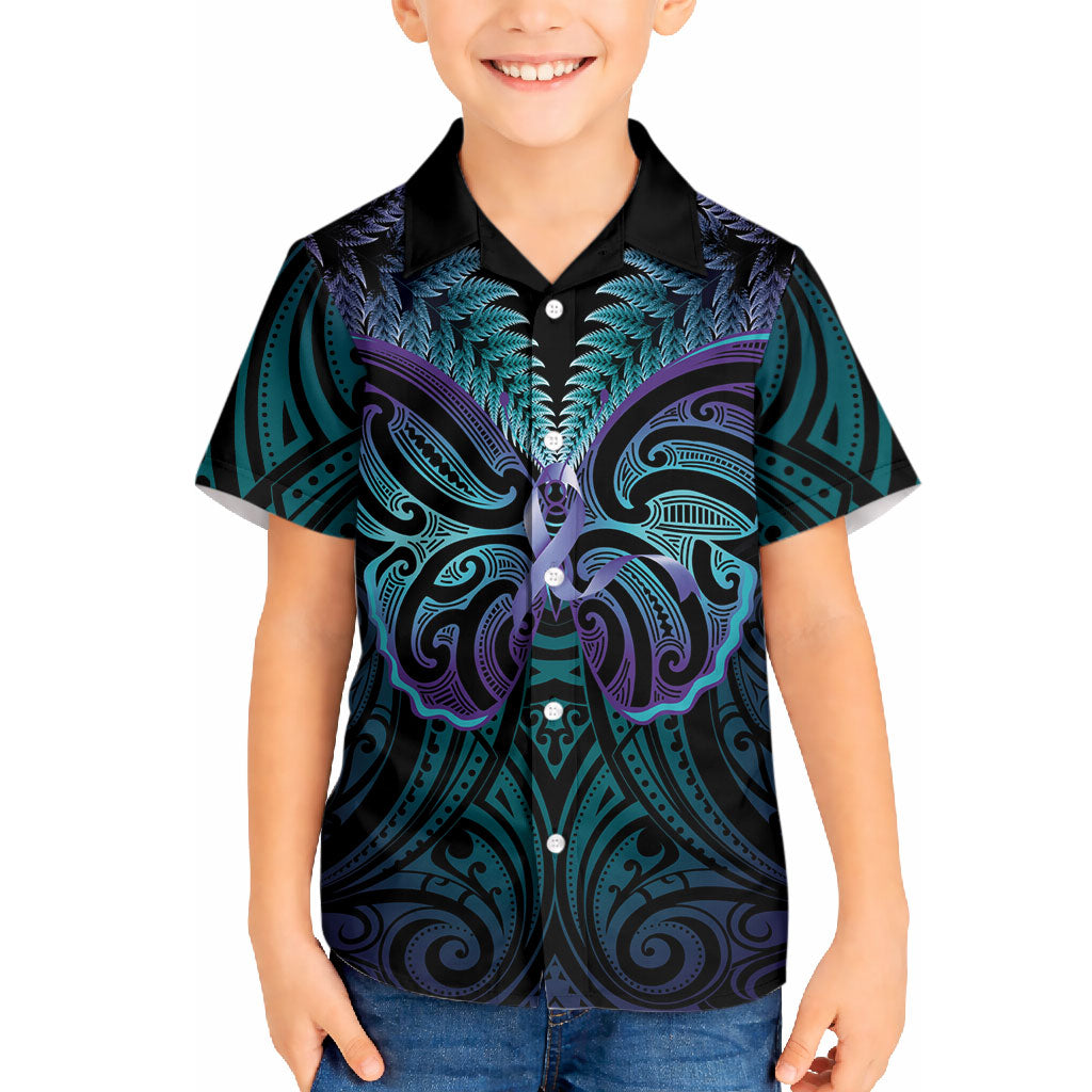 Suicide Prevention New Zealand Hawaiian Shirt Aotearoa Maori Butterfly Mix Silver Fern
