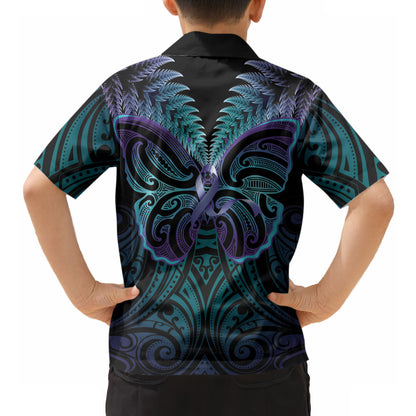 Suicide Prevention New Zealand Hawaiian Shirt Aotearoa Maori Butterfly Mix Silver Fern