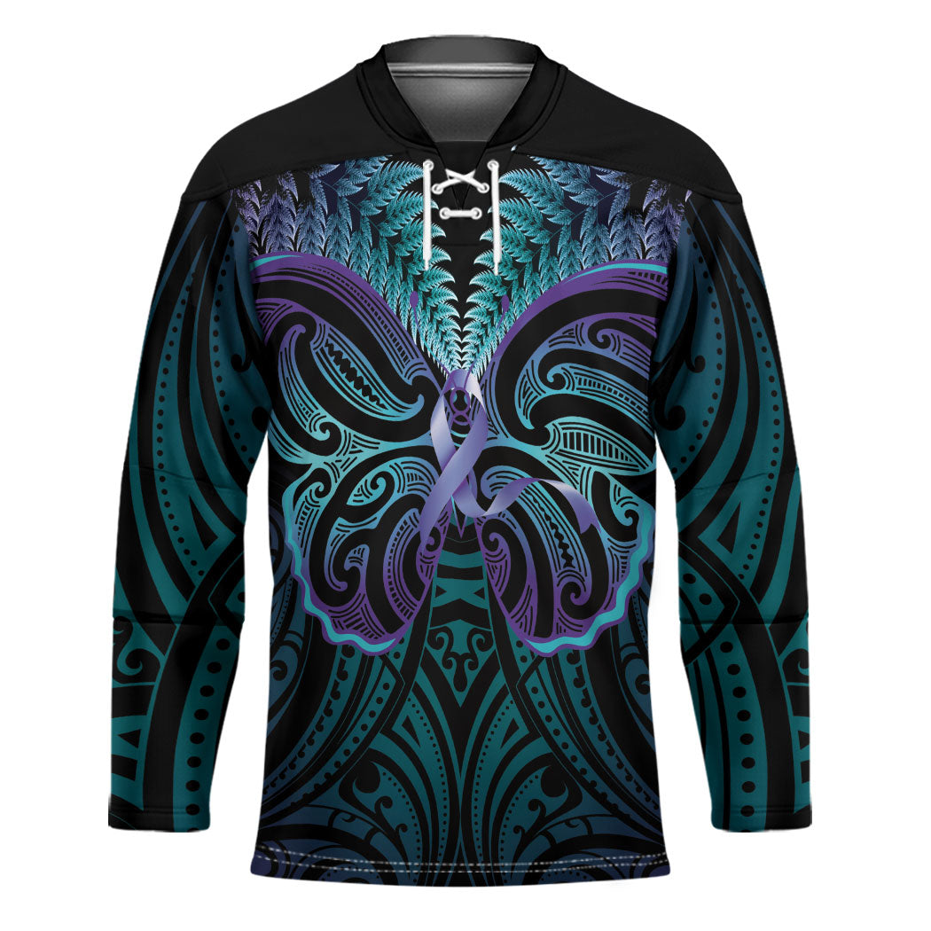 Suicide Prevention New Zealand Hockey Jersey Aotearoa Maori Butterfly Mix Silver Fern