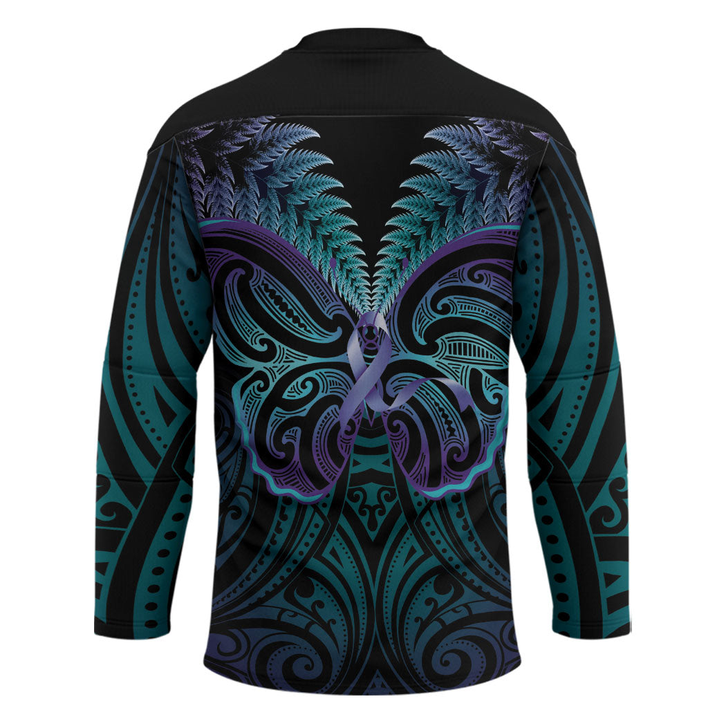 Suicide Prevention New Zealand Hockey Jersey Aotearoa Maori Butterfly Mix Silver Fern